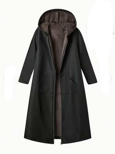 Langer damen parka - parka, schwarz